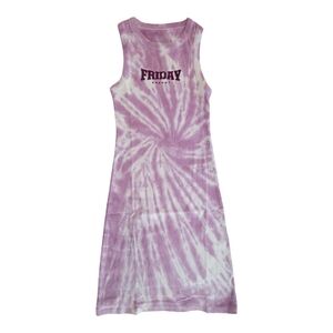 Barstool Sports LG Dress Tank Ribbed Stretch FRIDAY ENERGY Purple Chicks Office